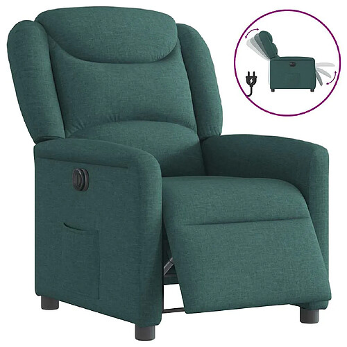 vidaXL Fauteuil inclinable électrique Vert foncé Tissu