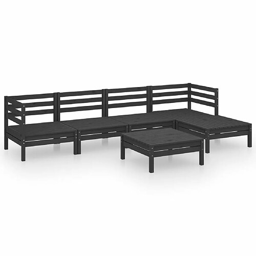 Maison Chic Salon de jardin 6 pcs - Table et chaises d'extérieur - Mobilier/Meubles de jardin Moderne Bois de pin massif Noir -MN49527