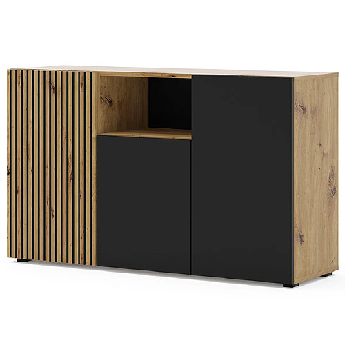 Bestmobilier Ozzy - buffet bas - bois et noir - 135 cm