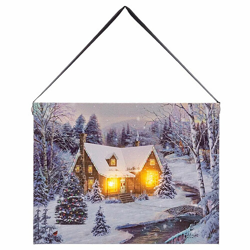 BigBuy Christmas Cadre Noël Multicouleur Bois Toile 20 x 15 x 1,8 cm