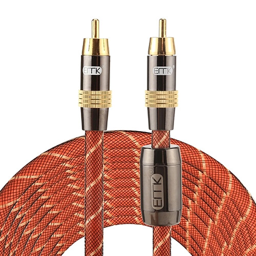 Wewoo Câble or EMK TZ / A 8 m OD8.0mm Plaqué Métal Tête RCA à RCA Plug coaxial d'Interconnexion Numérique Audio / Vidéo RCA