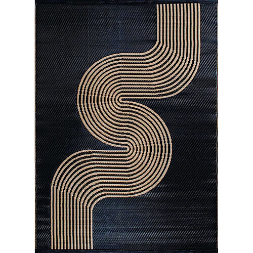 Jardindeco Tapis extérieur en polypropylène Spargi 1743 noir 120 x 160 cm.