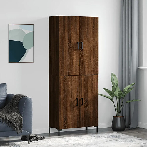 vidaXL Buffet haut Chêne marron 69,5x34x180 cm Bois d'ingénierie