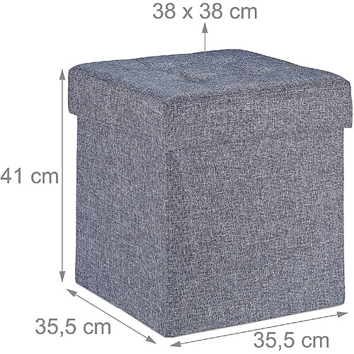 Helloshop26 Tabouret coffre pouf avec espace de rangement gris 13_0002755