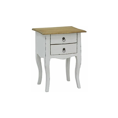 Aubry Gaspard Table de nuit 2 tiroirs en bois blanc.