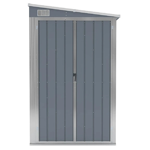 Helloshop26 Abri de jardin cabane cabanon maison de stockage remise extérieur hangar outils robuste mural 118 x 382 x 178 cm acier galvanisé gris 02_0022334