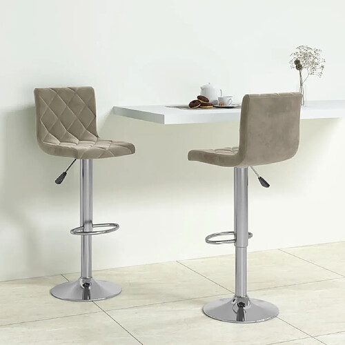 vidaXL Tabourets de bar lot de 2 Gris clair Velours