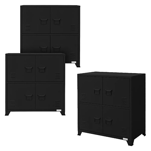 ML DESIGN MODERN LIVING Lot de 3 armoires de bureau Armoire de classement Armoire en acier avec étagères