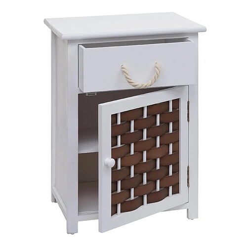 Decoshop26 Commode polyvalente armoire avec tiroir 55x39,5x28,5 cm polyrotin marron bois blanc 04_0006503