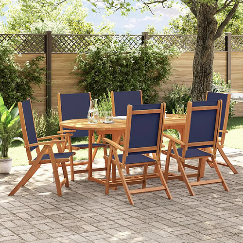 vidaXL Ensemble à Manger de jardin 7pcs bois d'acacia solide textilène