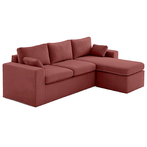 Lisa Design Calgary - canapé d'angle déhoussable et modulable 3 places + 1 pouf en velours