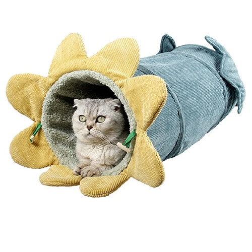 Universal 25 * 56cm gros chat tunnel jouet couleur unie suède matériel chaton pliable fournitures pour animaux de compagnie chat tunnel forme légume chaud tunnel pour animaux de compagnie | chat jouet (jaune)