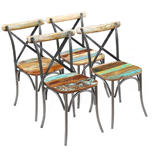 Maison Chic Lot de 4 Chaises à manger,Chaise pour cuisine bois de récupération solide -MN16211