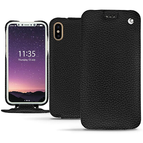 Housse cuir Apple iPhone Xs - Rabat vertical - Ebène ( Noir / Black ) - NOREVE