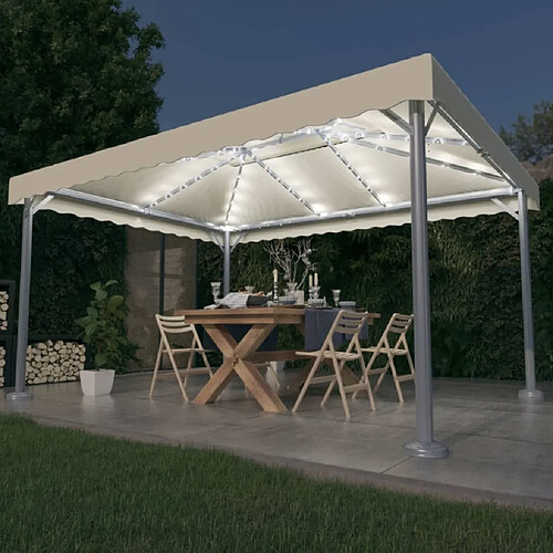 Maison Chic Tonnelle | Pergola avec guirlande lumineuse à LED 4x3 m Crème Aluminium -GKD96829