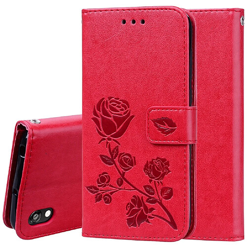 Wewoo Housse Coque Étui en cuir PU à rabat horizontal relief rose pour Huawei Honor 8S / Y5 2019avec support et fentes cartes et portefeuille rouge