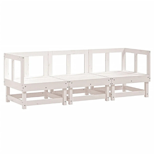 Maison Chic Salon de jardin 3 pcs - Table et chaises d'extérieur - Mobilier/Meubles de jardin Moderne blanc bois massif de pin -MN81098