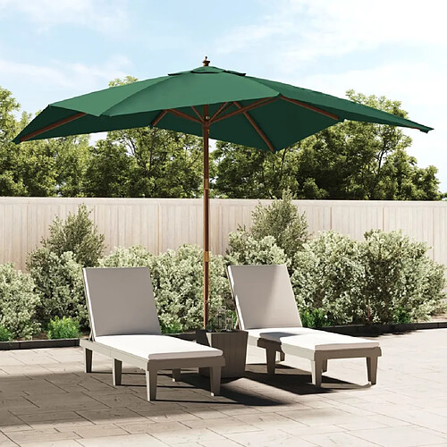 vidaXL Parasol de jardin avec mât en bois vert 300x300x273 cm