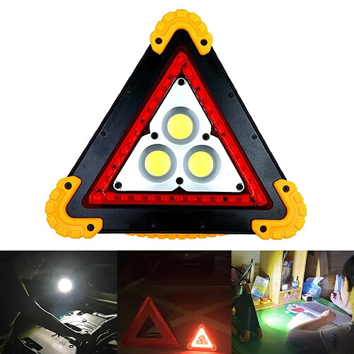 Wewoo Multi-fonctions Triangle Rechargeable Blanc COB + Voyant D'alerte D'urgence LED Rouge