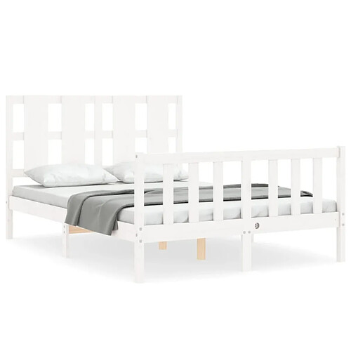 Maison Chic Cadre/structure de lit avec tête de lit pour adulte - Lit Moderne Chambre blanc 120x200 cm bois massif -MN72566