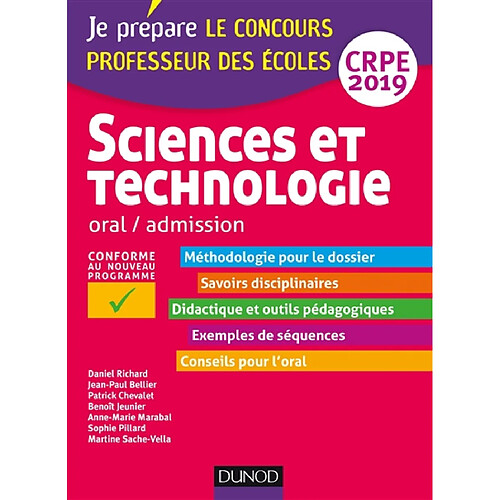 Sciences et technologie : oral, admission, CRPE 2019 · Occasion