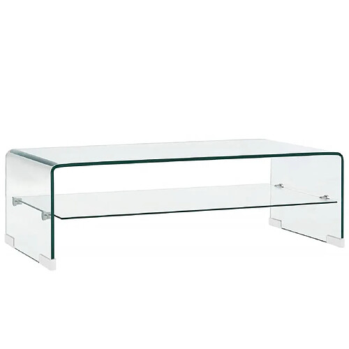 vidaXL Table basse Clair 98x45x31 cm Verre trempé