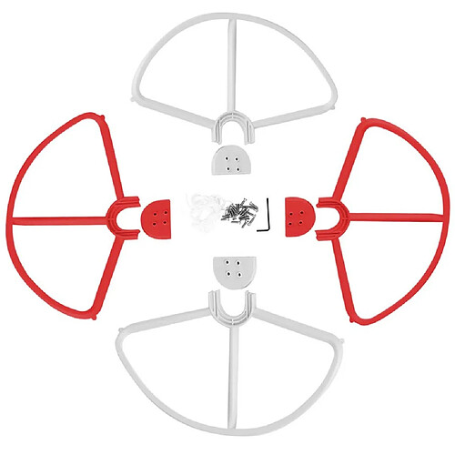 vhbw pack de protection plastique rouge-blanc pour drone, quadrocopter DJI Phantom 2, 2 Vision, 2 Vision + plus, 3 Advanced, 3 Professional, FC40