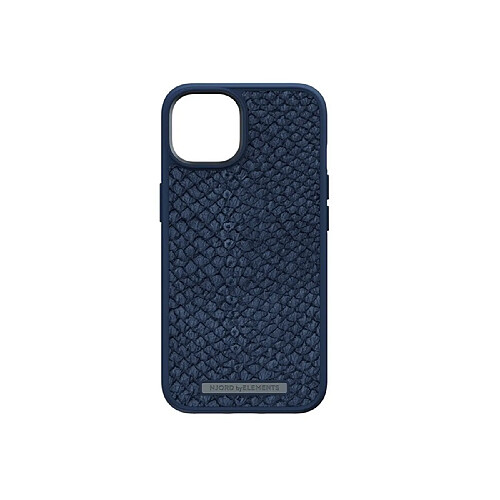 NJORD Coque pour iPhone 14 MagSafe en Cuir de Saumon Bleu