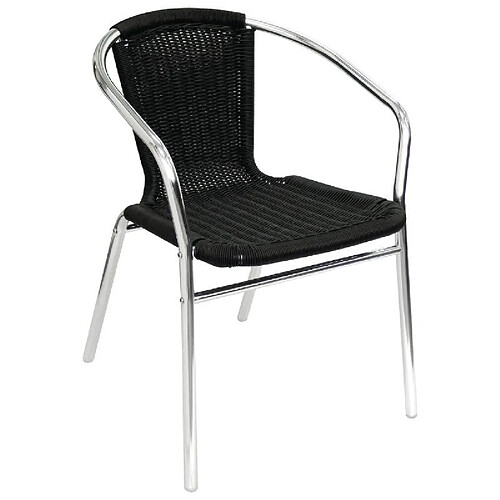 Fauteuils en rotin noir et aluminium empilables Bolero - Lot de 4