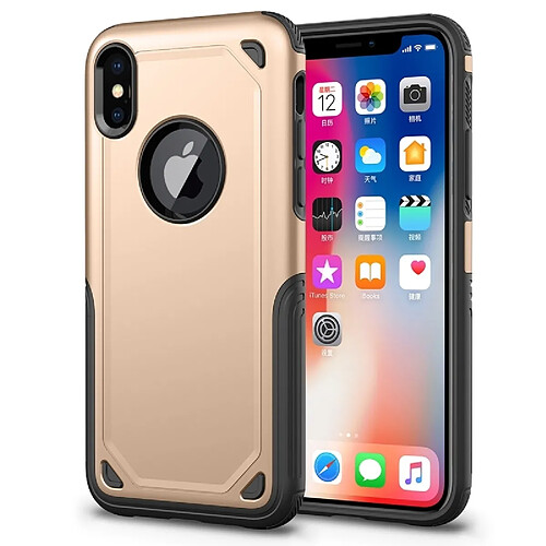 Wewoo Coque renforcée or pour iPhone X Étui de protection résistant aux chocs antichoc