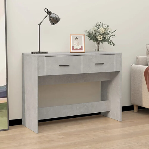 vidaXL Table console Gris béton 100x39x75 cm Bois d'ingénierie