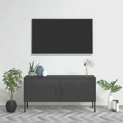 vidaXL Meuble TV Anthracite 105x35x50 cm Acier