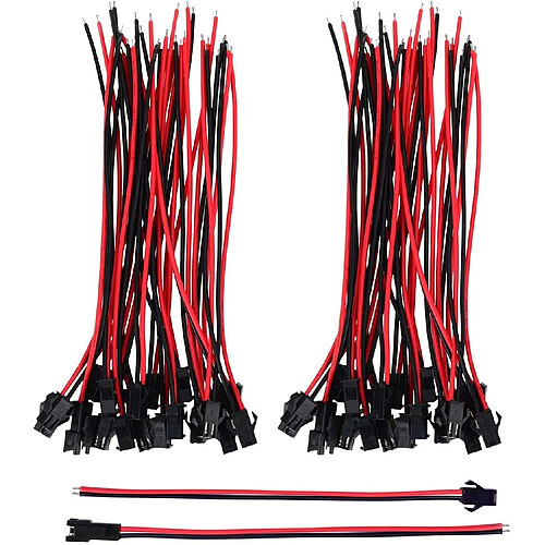 JST 2PIN 22AWG Paire Câble Longueur Totale mm135 (20 Mâles + 20 Femelles) RC