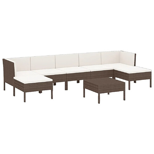 Maison Chic Salon de jardin 8 pcs + coussins - Mobilier/Meubles de jardin - Table et chaises d'extérieur Résine tressée Marron -MN86822