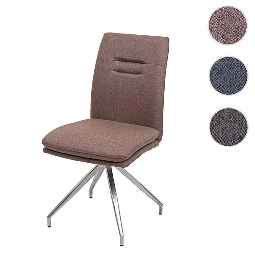 Mendler Chaise de salle à manger HWC-H70, chaise de cuisine, tissu, acier inoxydable brossé ~ brun