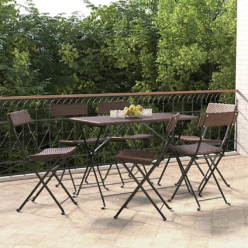 Maison Chic Lot de 6 Chaises de bistrot pliantes Marron Résine tressée et acier -GKD57329