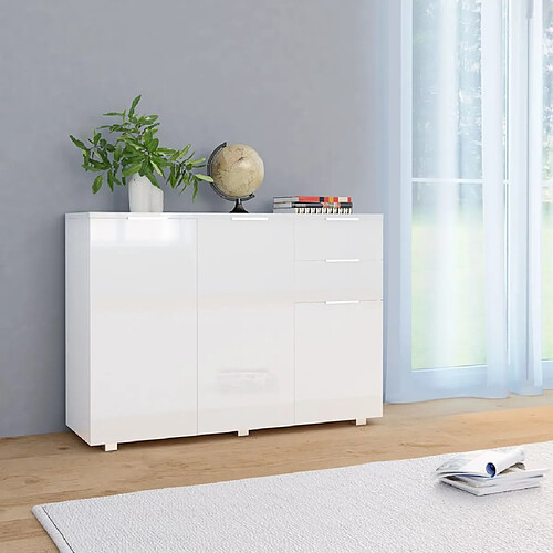 vidaXL Buffet Blanc brillant 107x35x80,5 cm