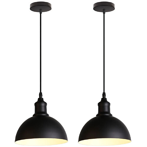 Stoex 2PCS Suspension Luminaire Rétro Suspension Lustre Vintage Plafonnier Moderne Abat-Jour en Métal Noir Pour Hall Hôtel E27