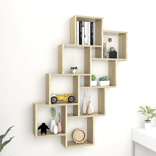 vidaXL Étagère murale cube Chêne sonoma 90x15x119 cm Bois d’ingénierie