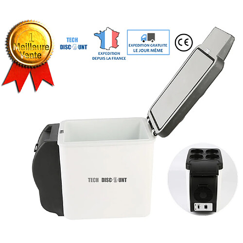 Tech Discount TD® Réfrigérateur congélateur 1 porte bas usage chaud froid portable petit mini bureau camping glacière température voyage 12v prati