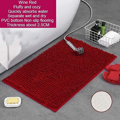 LUUCOZK Tapis de bain antidérapants, absorbants, à séchage rapide, décoration de salle de bain, AA8768, rouge vin-50X80CM