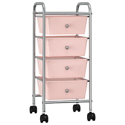 vidaXL Chariot de rangement mobile à 4 tiroirs Rose Plastique