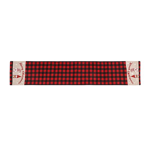 C363 Christmas Black and Red Checkered Table Runner Dwarf Old Man Face Old Man Table Nordic Sandkin pour les vacances