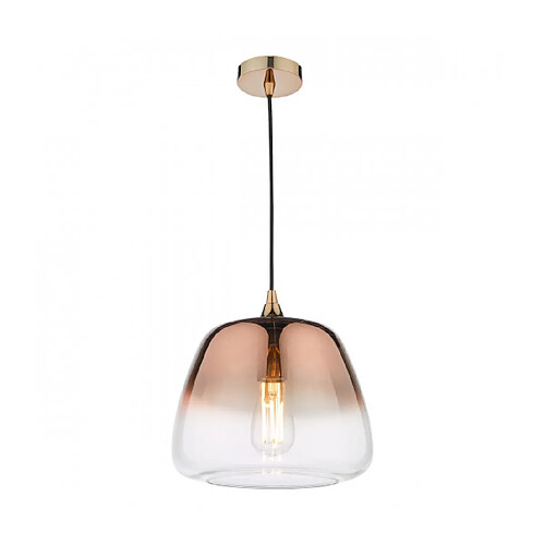 Luminaire Center Suspension Klaxon Verre en cuivre 1 ampoule 28cm