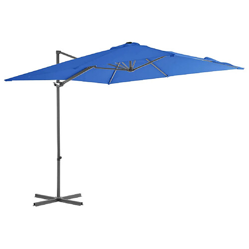 ComfortXL Parasol Déporté Avec Mât En Acier Bleu Azuré 250x250 Cm