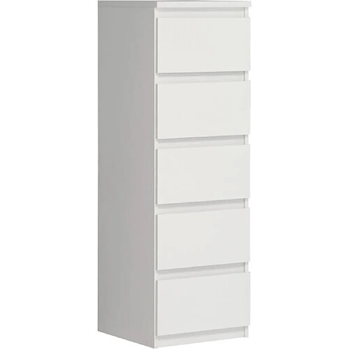 Cstore Commode CHELSEA 5 tiroirs - L 41,8 x P 42,2 x H 128,1 cm- Décor blanc mat