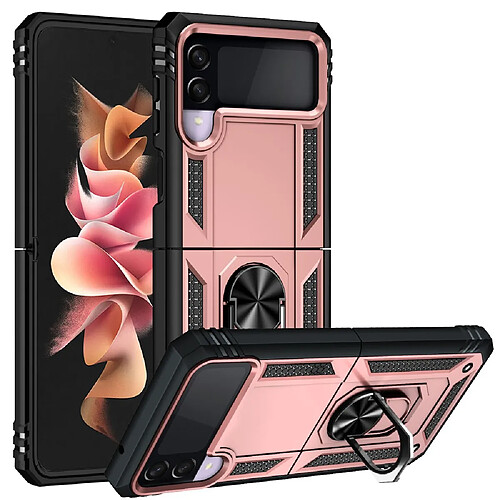 Coque en TPU antichoc avec béquille or rose pour votre Samsung Galaxy Z Flip3 5G