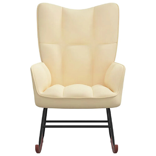 Maison Chic Chaise à bascule | Fauteuil Relax, design moderne Blanc crème Velours -GKD34786