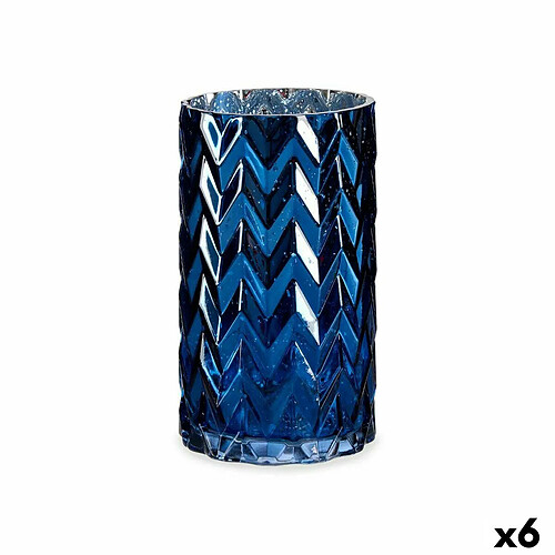 Gift Decor Vase Taillé Epis Bleu Verre 11,3 x 19,5 x 11,3 cm (6 Unités)