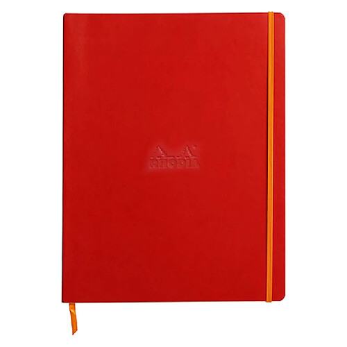 Cahier broché Rhodiarama A4+ 29,8 x 22,5 cm - blanc ligné 160 pages rouge